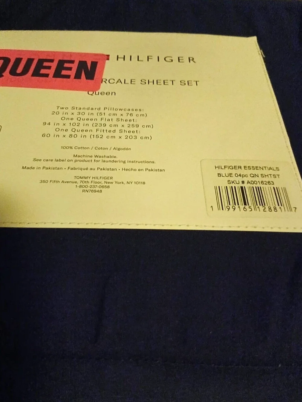 Tommy Hilfiger Dark Blue Queen Sheet Set
